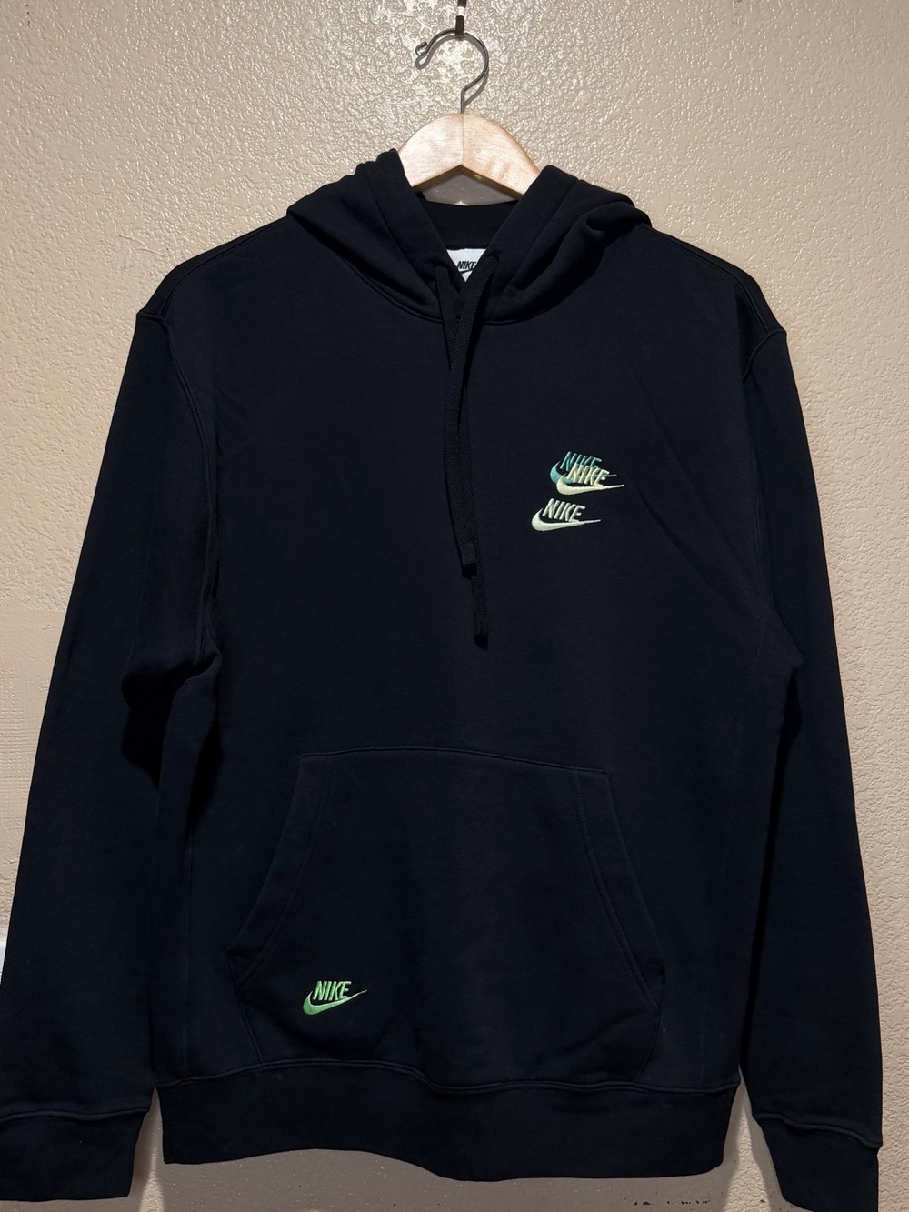 Nike Black Pullover Hoodie with Mint Green Logos